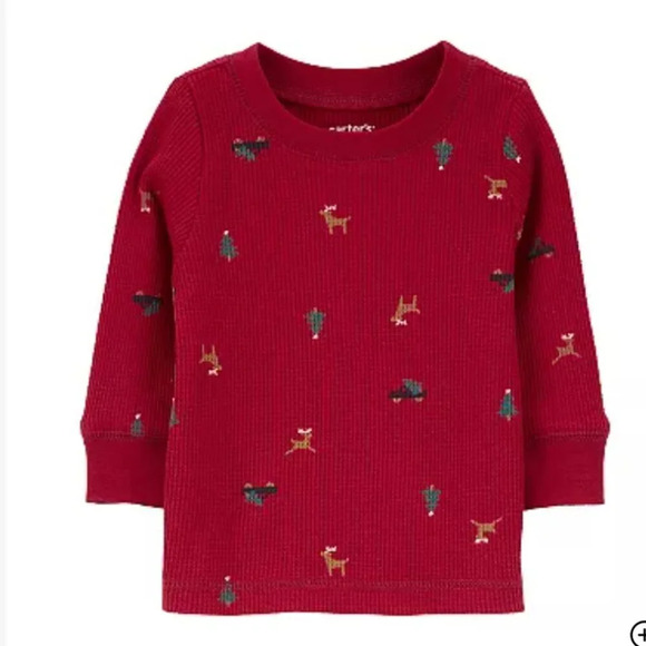 NWT Baby Boy Carter's 2-Piece Christmas print Top and Corduroy Overall Set 3M - Picture 2 of 4